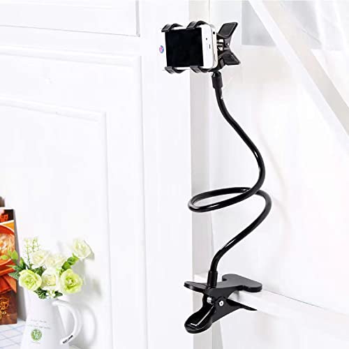 Lazy Cell Phone Clip Holder Gooseneck Clamp - Clamp Universal Lazy Mount Clip Hands Free Flexible Long Arm Bracket Grip （Rotate Freely） Stand For Bedroom Desktop Office Bathroom Kitchen (Stye1) #TOP2