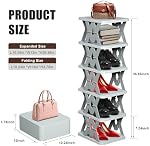 Shoe Rack, 6 Tier Shoe Shelf Without Assembly, Narrow Small Shoe Storage Space Saving, Shoe Organizer for Closet, Front Door Entrance, Entryway, Bedroom, White