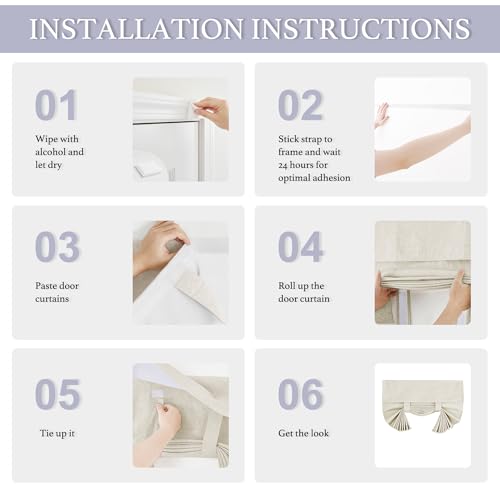 Image of RYB HOME 100% Blackout Curtains for Small Window, Linen Textured Blend Insulating Privacy French Door Curtains Tie Up Shades for Kitchen Storage Cabinet Basement, W 12 x L 40, Ivory, 1 Panel