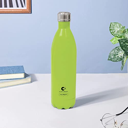 Image of Clay Craft Vacbott Vaccum Bottle, 500 ml Stark Double Walled 24 Hours Hot and Cold Water Bottle, 1 Piece| Leak Proof | Office Bottle | Gym | Home | Kitchen (Green)