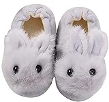  Invierno Zapatillas de casa para Niñas Niños Zapatillas Antideslizantes Animales Pantuflas Cálido Suave Felpa Cómodo Zapatos,25/27 EU=CN 17/18,Gris 2