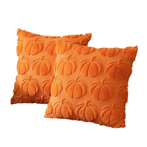 La Mejor Recopilación de Decoración de temporada para comprar online. 49 Halloween Fundas de Almohadas de Calabazas Decorativas, 45 x 45 cm, 2 Felpa Fundas Cojines Decorativos de Otoño de Calabaza de Sala, Hogar Decoracion de Temporada para Sala Sofá...