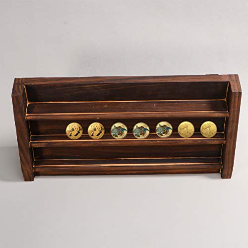 Suporte de exibição de moeda de 3 linhas de desafio Garneck Moeda, suporte de exibição de madeira de