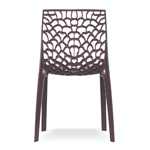 Image of activa Web Designer Plastic Chair for Home, Office and Restaurant and Cafe|Armless Chair for Dining Room| Heavy Duty Outdoor Plastic Chair | Designer Balcony Chair (Brown, Set of 2)