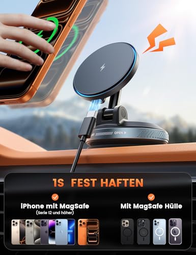 Lamicall 15W für MagSafe Autohalterung mit Ladefunktion Handyhalterung Auto – Ansicht 4