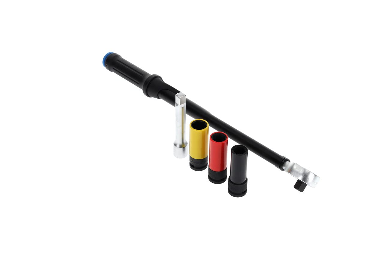 GEDORE 3550-UK-LS4 zestaw kluczy dynamometrycznych z napędem czworokątnym, 1/2", 40-200 N·m, zestaw z kluczami nasadowymi/przedłużaczem