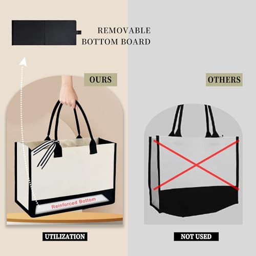 BeeGreen Embroidery Monogram Canvas Tote Bag Initial Personalized Gifts Bags for Birthday Beach Work Wedding Gift Basket for Women Teacher Mom Friend Coworkers Sister Nurse Cute Totes Cool(Letter N)