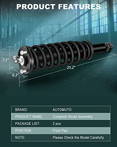 Automuto Front Strut Spring Assembly Shock Absorber 2 Pcs For 2001-2007 For Toyota Sequoia #TOP2