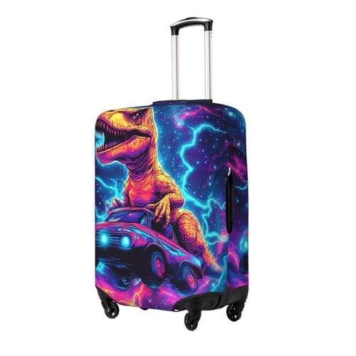 Neon Dinosaur Print Travel Luggage Cover Elastic Baggage Protector Fits 22-24 Inch Luggage2