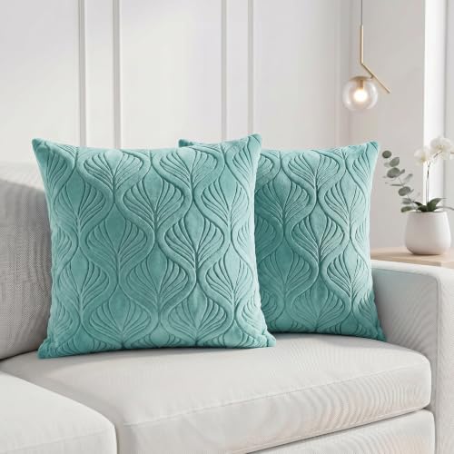 Image of Yellow Weaves Jacquard Cushion Covers | Sofa Cushion Covers | Throw Pillow Cover for Sofa, Couch, Living Room| Removable & Washable | 16x16 Inches, Set of 2 (Powder Blue)