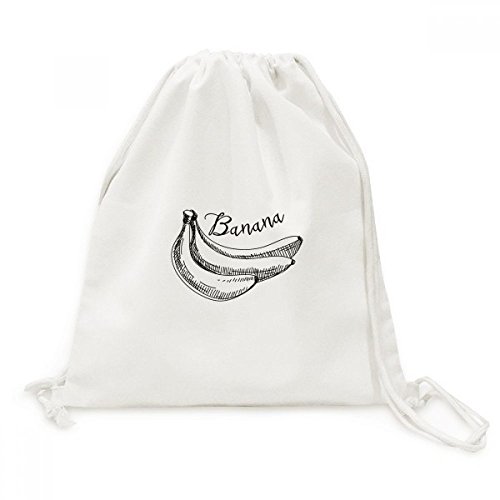 Toile drawstring backpack résistant ligne banana fruit dessin illustration pour dos chargé