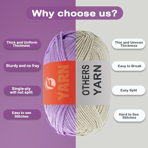 Image of 2x3.5Oz Beginner-Friendly Yarn for Crocheting and Knitting;Worsted-Weight Medium #4;Cotton Blend Yarn for Beginners with Easy-to-See Sitches,Great for Amigurumi DIY (Purple, 2 Skein)