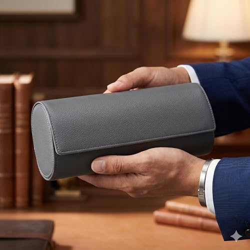 Image of essart Travel Watch Roll Case 4 Slots - Portable Luxury Watch Organizer & Storage Box for Men & Women