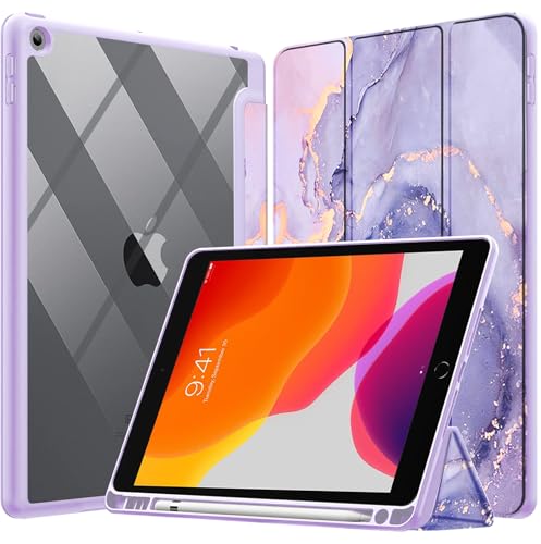 Image of Robustrion Cover for iPad 9th Generation with Pencil Holder / 8th / 7th Generation 10.2 inch Hybrid Flip Stand Cover Case - Marble Lilac