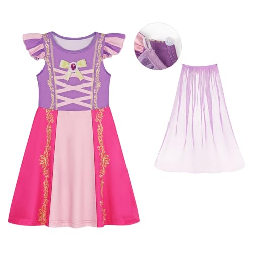 WonderBabe Purple Princess Dress for Girls Halloween Cosplay Party Outfit with Cape 6-7 by WonderBabe - Used condition - US$11.13