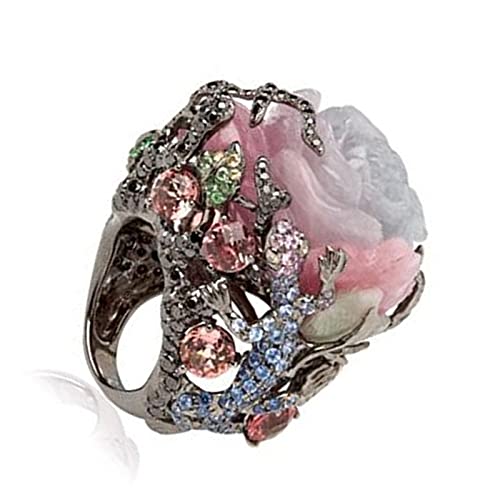 CXWK Anelli Vintage dell'albero del Fiore Rosa per...