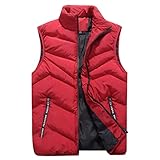 AnyuA Homme Doudoune Manteaux sans Manches Blouson Zippée Imperméable Gilet Rouge S