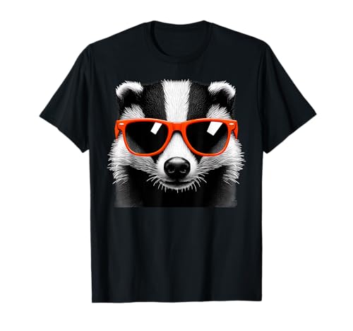 Cool Badger Love Graphic Art Store - Cool Badger Wearing Sunglasses Graphic Art T-Shirt