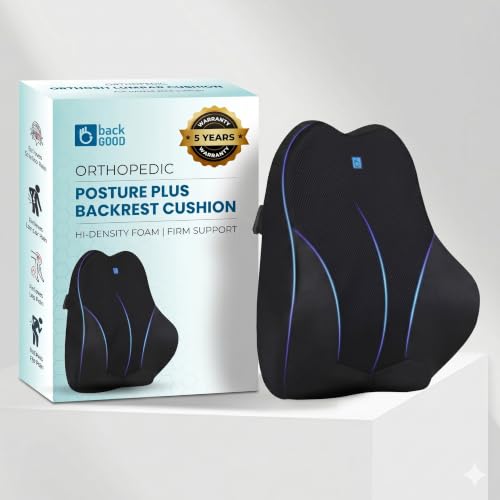 Image of Back Support for Office Chair | 5-Year Warranty | Premium Memory Foam Lumbar Support Pillow | Orthopedic Backrest for Lower Back Pain Relief | Ergonomic Desk Chair & Car Cushion (XL) (Black)