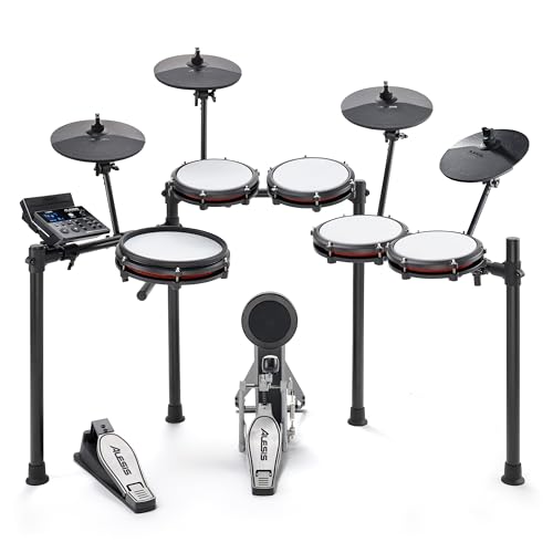 Alesis Nitro Max Kit 10 Piece Electric Drum Set with Quiet Mesh Pads, 10″ Dual Zone Snare, Bluetooth, 440+ Sounds, Drumeo, USB MIDI, Kick Pedal