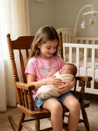Image of Funnycokid Big Sister Shirts for Girls Pregnancy Announcement Toddler Promoted to T-Shirt 1-7 Years