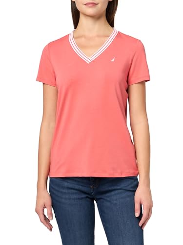 Image of Nautica Women's Solid V-Neck Short Sleeve T-Shirt Shirt