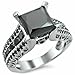 Drizzle Jewels 3Ct Princess Cut Lab Created Black Diamond Sterling Silver 925 Bridal-Sets Engagement Ring 14k White Gold Finish (White, 9)