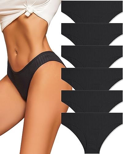 Image of FINETOO Cotton Cheeky Womens Underwear breathable ribbed low rise Bikini
