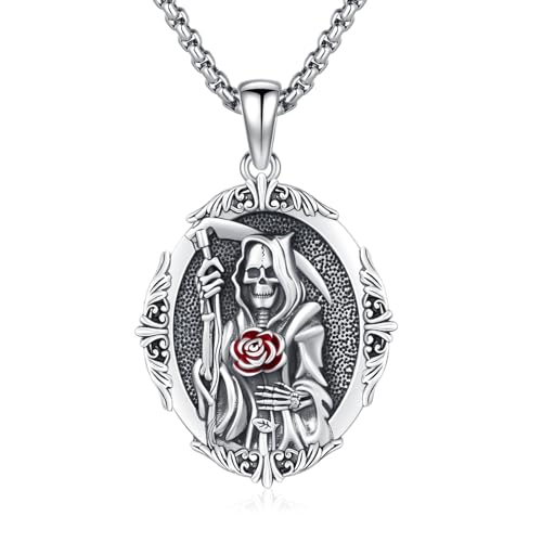 XIXLES Collar de plata de ley 925, medallas sagradas, amuleto, cruz, joyas protectoras para hombres con cadena, Large, Base, Sin piedra preciosa