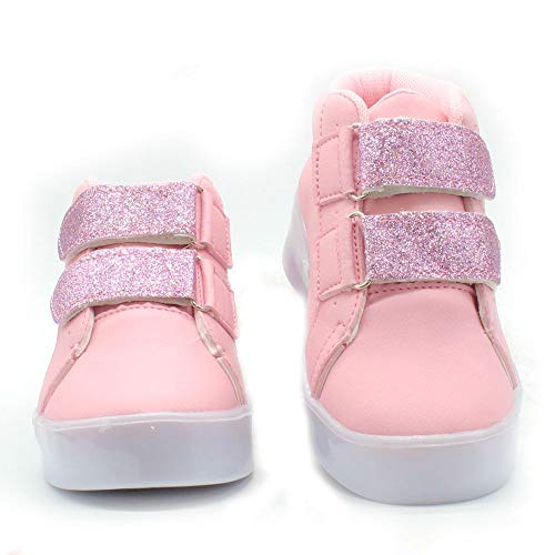 Tenis Bota botinha LED Luz Coracao rosa glitter feminino
