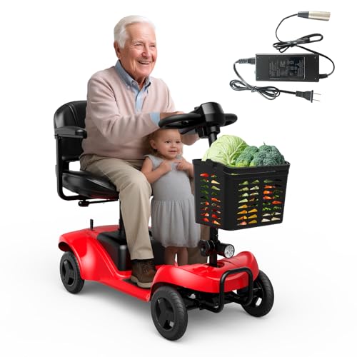 Mobility Scooter for Adults,4 Wheel Mobility Scooter,15 Miles Range,350W Motor, 360WH Battery,300LBS Capacity,Lightweight and Portable,with LED Headlights and Basket,Charger Included