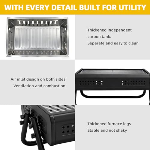 kisidus Holzkohlegrill Tragbarer BBQ Campinggrill Picknickgrill Kleiner Grill für Camping Outdoor Grillparty Reisen