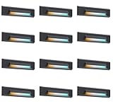 CLOUDY BAY [12 Pack] 3 Color Low Voltage 12-24V LED Step Lights Outdoor,2.5W Landscape Cutoff Stair Riser Light,Deck Step Lights Exterior Accent Lighting Fixtures,Wet Location,Black