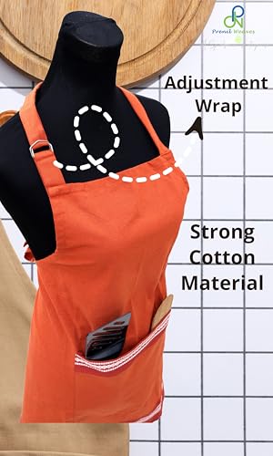 Image of Kitchen Apron for Women & Men | 100% Cotton | Cooking Apron with Big utility Pocket | Adjustable neck strap | Free Size | Kitchen Utensils Accessory
