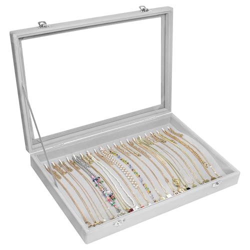 Vicoter Velvet Necklace Display Jewelry Tray 20 Hook Necklace Tray Necklace Pendant Jewelry Tray for Women and Girls