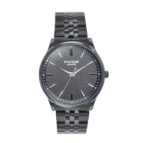 Sonata Poze Quartz Black Dial Black Metal Strap for Men-SP70048NM01W (B0DDTY42C3) Amazon Price History, Amazon Price Tracker