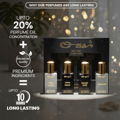 Image of Ossa Gift Set Perfume For Men - 4x20ML (80ML) | White, Autumn, Touch Oud, Ossa Black | Premium Perfume Gift Set Long-Lasting Fragrance For Memorable Gift for All Occasions
