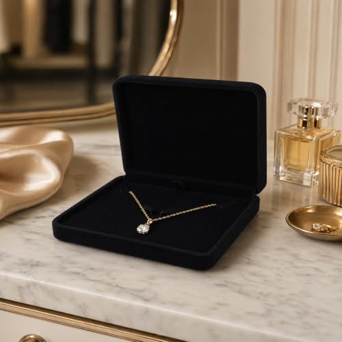 JYYWTSI Grande Boîte Collier en Velours Noire, Boîte Cadeau Bijoux, Boîte à Bijoux 17 x 12 x 4 cm avec Étui Papier, Coffret Bijoux pour Collier, Bracelet, Boucles d’Oreilles et Bague – vue 7