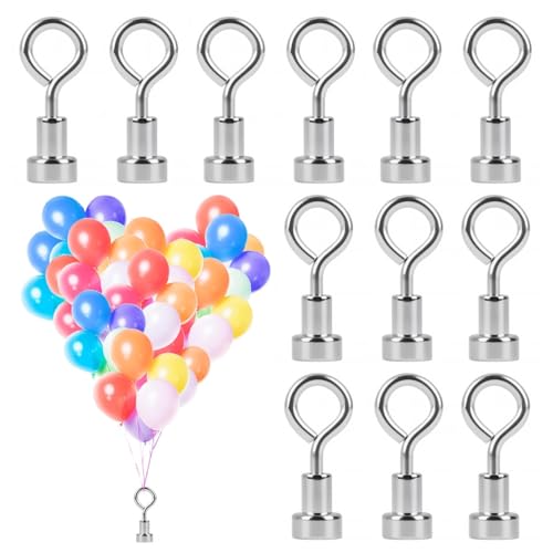 12 PCS Magnetism Balloon Weights,Reusable Helium Balloon Weights with Strong Magnetic Stand for Party Wedding Birthday Christmas Halloween Decorations Hold Securely in Place Silver