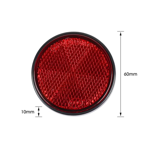 Image of 10 Pack Red Self Adhesive Round Reflectors, E9 Approval Road Safety Stick-on Rear Reflectors for Trailer Caravan Truck Lorry or Agricultural Machines