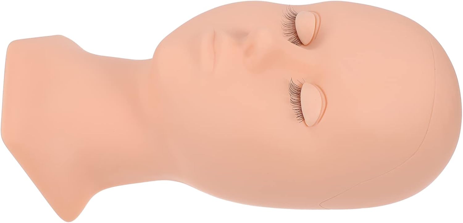 DOITOOL 2pcs Eyelash Extension Practice Head Mold Mannequin Head Hair Extensions Training Tool Realistic Skin Texture
