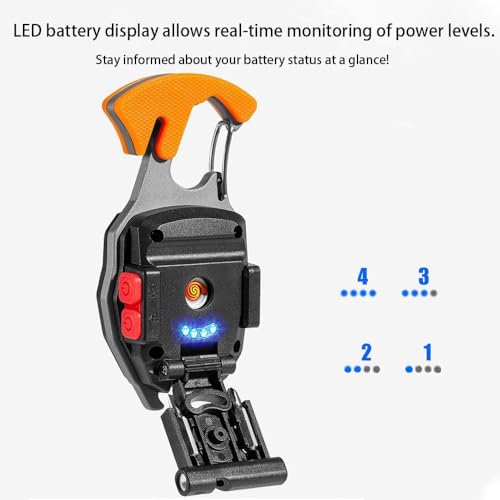 Image of KRESHU Emergency Light Rechargeable | 7-in-1 Car Keychain Flashlight with Electric Lighter, Screwdriver, Bottle Opener, Magnetic Work Light, Emergency Torch for Camping, Car, Home & Outdoor Use