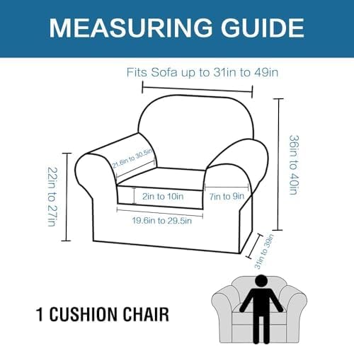 H.VERSAILTEX Rich Velvet Stretch 2 Piece Cover Chair Slipcover Sofa Cover Furniture Protector Couch Soft with Elastic Bottom Chair Couch Cover Width Up to 49 Inch (Chair, Mocha) 1 Cushion Chair Mocha