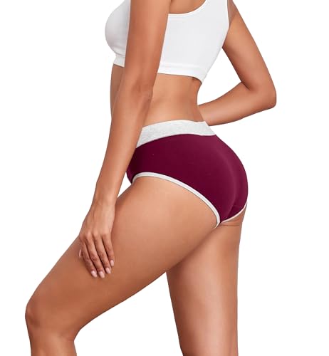 Image of Cotton Underwear for Women Mid Rise Hipster Panties Full Briefs Stretchy Ladies Full Coverage Panties
