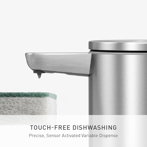 Image of simplehuman Liquid Sensor Pump with Caddy, 9 oz Automatic Soap Dispenser for Kitchen and Bathroom, Touchless Motion Sensor, Variable Dispense, Rechargeable, High-Grade Brushed Stainless Steel