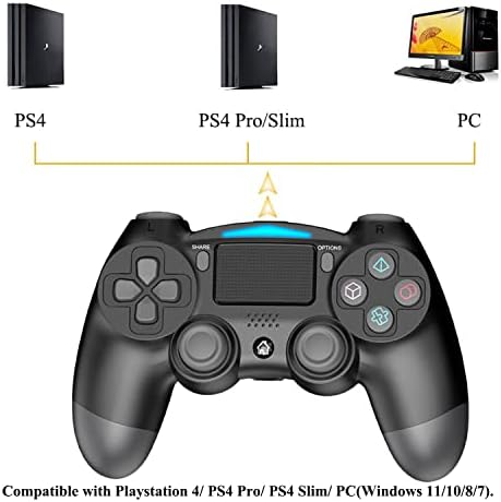 Wireless Controller for PS4 Game Controller for Sony Playstation 4 Rechargeable Gamepad Bluetooth Joypad Portable Gaming Joystick Dual Vibration Remote Controller for PS4 Slim/Pro & Windows PC