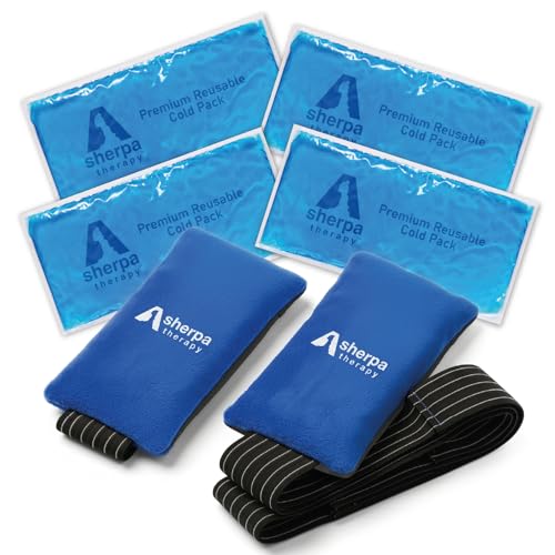 Image of 4PK with Straps Flexible Gel Ice Packs for Injuries Reusable - Gel Ice Pack Cold Compress for Knee, Back, Neck, Wrist, Hand, Elbow, Ankle Pain Relief - 9.5 inch x 4.5 inch