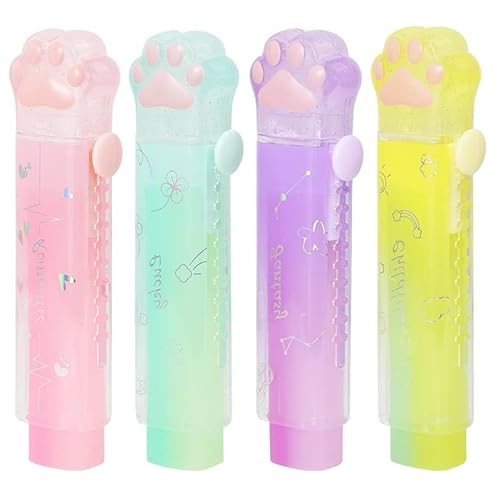 YFFSFDC 消しゴムキラキラ 4色4個セット可愛い鉛筆消しゴムセット文房具ノベルティスクールオフィス子供子供学生DIY描画使いやすい持ち運び