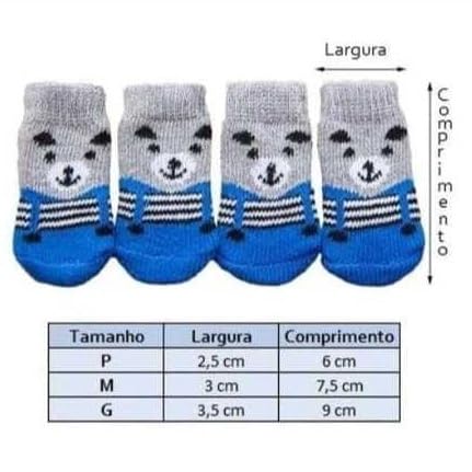 3 Kit de Meias Pet Antiderrapante Segurança Para Patinhas em Passeio Para Pet Caes Gatos Cachorro -