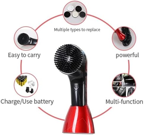 Portable Electric Shoe Polisher Brush with 5 Brush Heads, Handheld Shoe Shine Cleaner for Dusting, Oiling, Waxing & Polishing - Dual Power Supply for Easy Use (Silver)